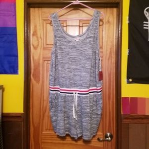 Women's Grey Striped Romper
